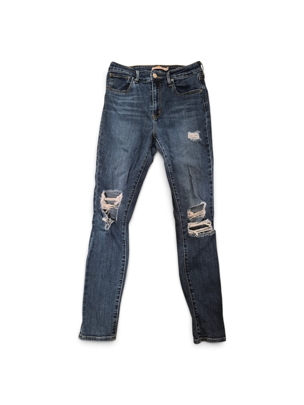 Levi's Ripped Dark Blue Skinny Jeans — High Stretch Fit